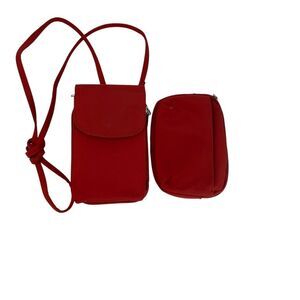 Simply Go Women's Red Leather Crossbody Cell Phone Purse & Wallet READ
